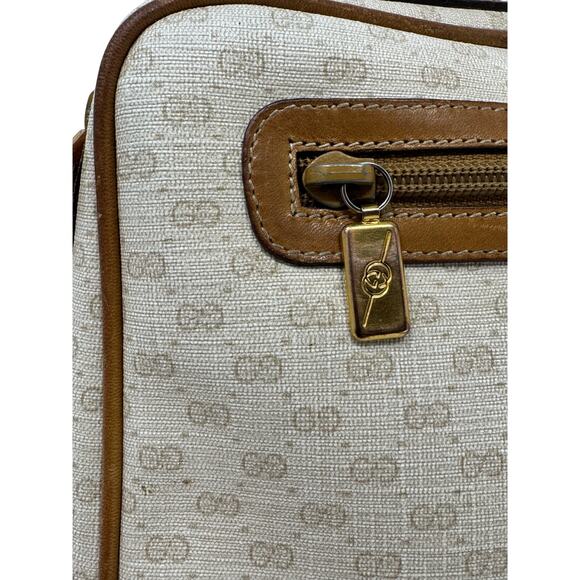 Gucci Vintage 1970s GG Monogram Crossbody Bag – White and Brown leather - Picture 7 of 16